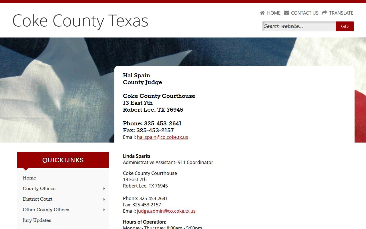 Coke County bench warrants: Constitutional County Court contact block